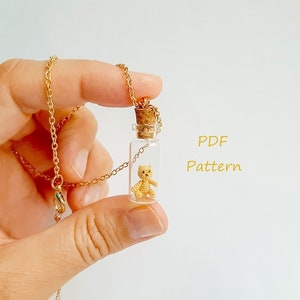 Teddy Bear Necklace Crochet Pattern. Teddy Jewelry Crochet Pattern.