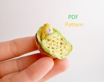 Doll in a Nutshell Miniature Pattern. Crochet doll Photo tutorial. Micro crochet doll. How to crochet a doll