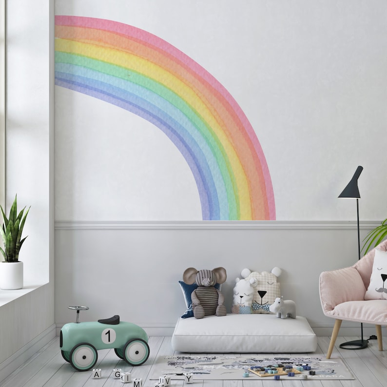 Halber Regenbogen Wandtattoo, großes Regenbogen Wandtattoo, Kinderzimmer Wandtattoo, Regenbogen Tapete, Babyzimmer Wandtattoo, Regenbogen Tapete Bild 8