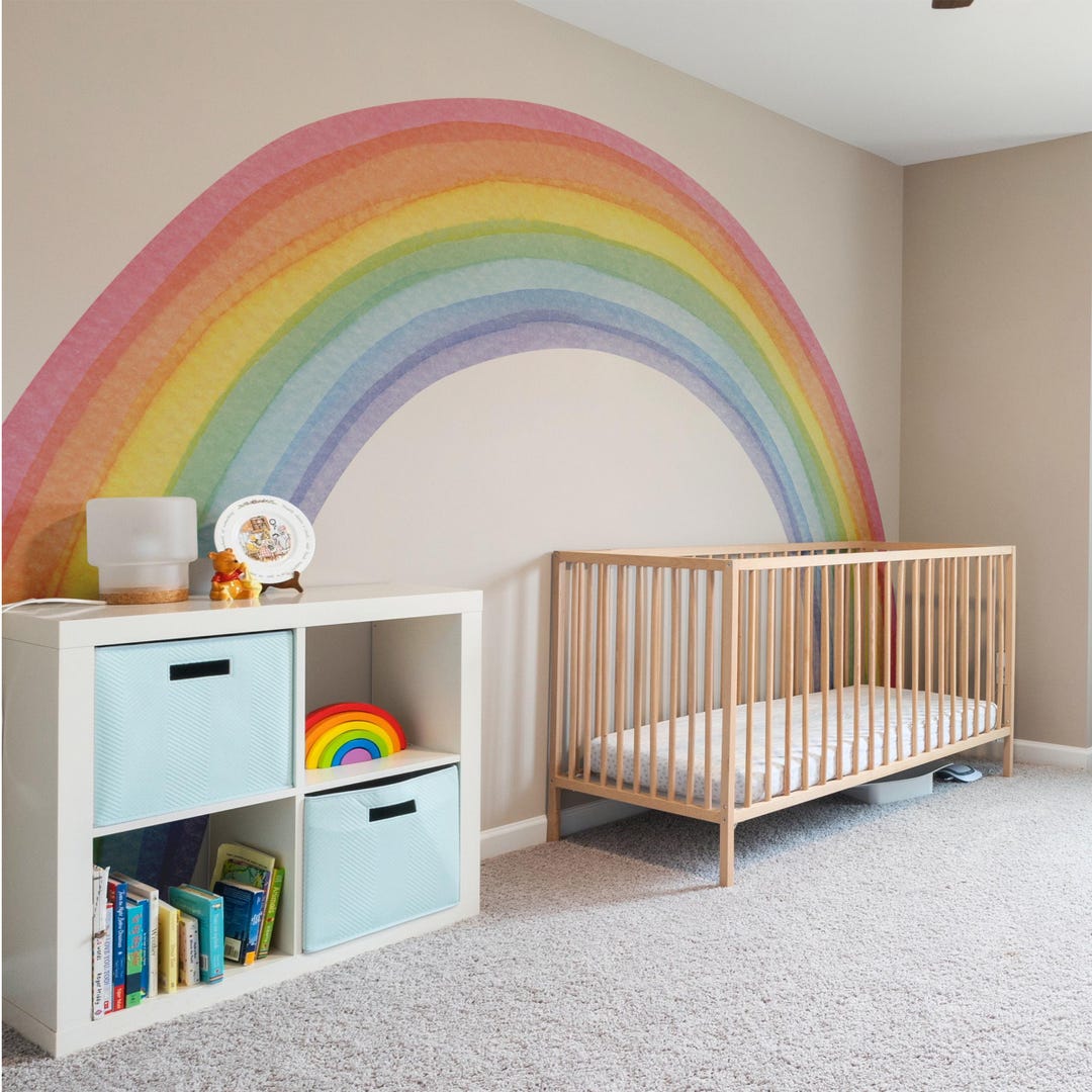 Rainbow Pastel Wall Decal: Full Rainbow Nursery & Kids Room Decor - Etsy