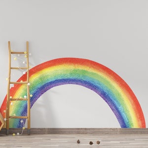 Colorful Rainbow Wall Decal, Rainbow Wall Decal, Nursery Wall Decal, Baby Room Mural,  Rainbow Decor, Rainbow Wallpaper, Nursery Wall Art