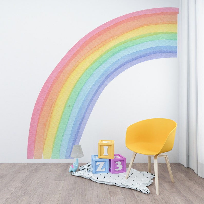 Halber Regenbogen Wandtattoo, großes Regenbogen Wandtattoo, Kinderzimmer Wandtattoo, Regenbogen Tapete, Babyzimmer Wandtattoo, Regenbogen Tapete Bild 1