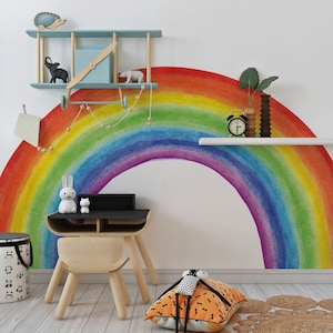 Kids Room Wall Decal, Nursery Wall Decal, Baby Room Decals, Baby Shower Decorations, Baby Boy Gift, Rainbow Wall Decal, Rainbow Wallpaper zdjęcie 5