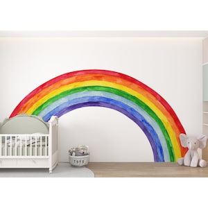 Muursticker regenboog: Peel-and-Stick kinderkamerbehang