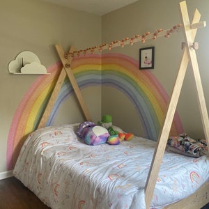 Rainbow Pastel Wall Decal, Nursery Wall Decal, Kids Room Wall Decals, Baby Shower Decorations, Baby Boy Gift, Rainbow Wall Decal for kids image 2