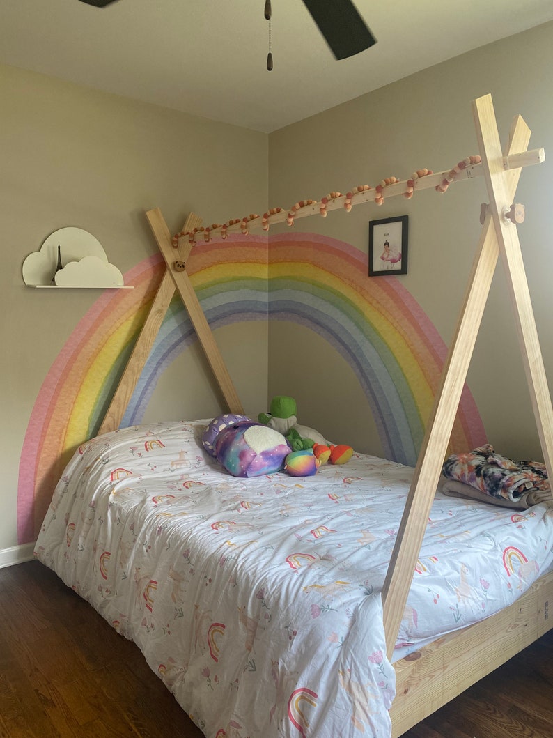 Decalcomanie da muro arcobaleno pastello, decalcomanie da muro per la cameretta dei bambini, decalcomanie da muro per la camera dei bambini, decorazioni per la doccia per bambini, regalo per neonati, decalcomanie da muro arcobaleno per bambini immagine 2