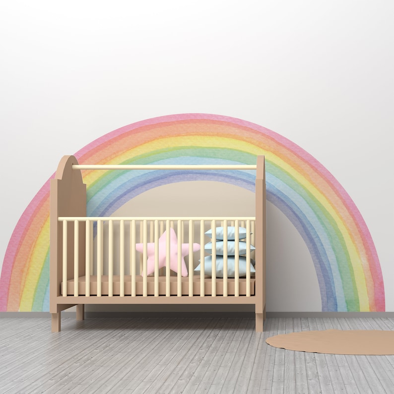 Decalcomanie da muro arcobaleno pastello, decalcomanie da muro per la cameretta dei bambini, decalcomanie da muro per la camera dei bambini, decorazioni per la doccia per bambini, regalo per neonati, decalcomanie da muro arcobaleno per bambini immagine 8