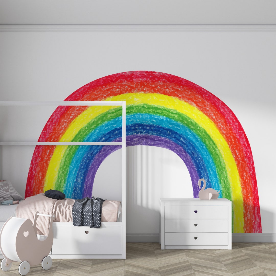 Paintied Rainbow Wall Decal With Colored Pencil, Crayon Rainbow Nursery ...