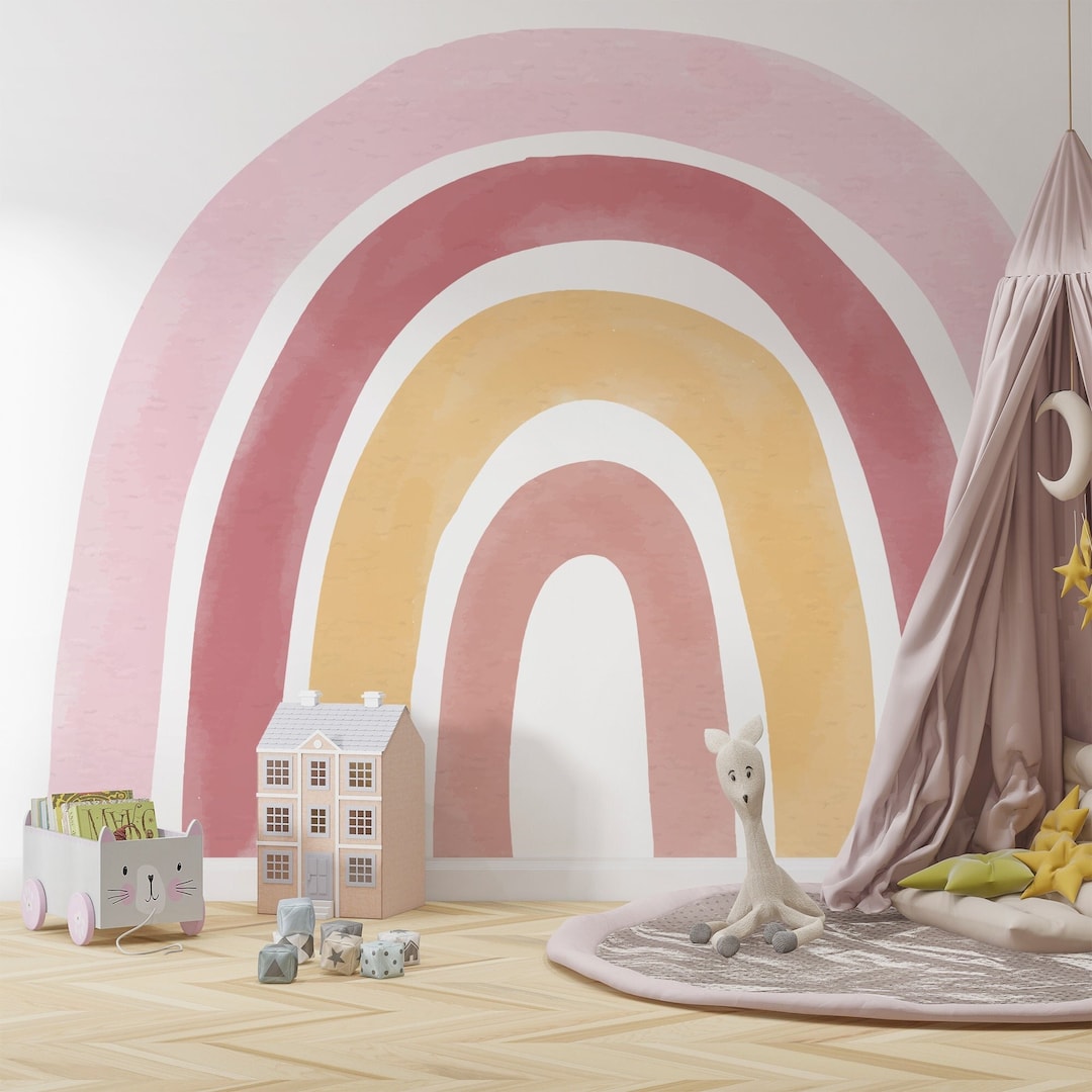 Watercolor Rainbow Wall Decal: Custom Nursery Mural - Etsy