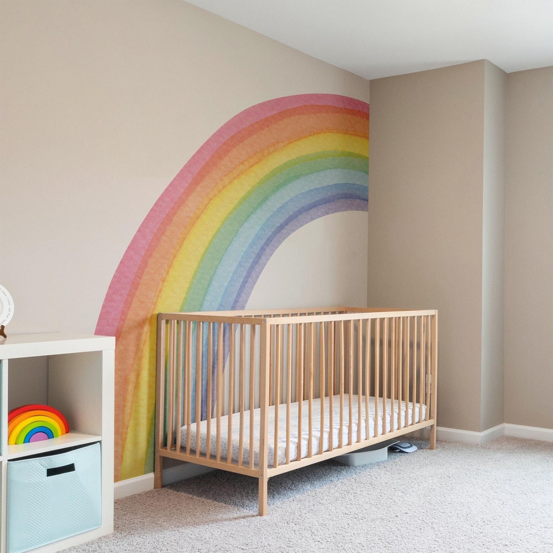 Watercolor Half Rainbow Wall Decal: Large Nursery Sticker - Etsy