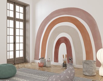 Pelar y pegar calcomanía de pared de arco iris, babygrow a medida, calcomanía de pared de arco iris, calcomanía de pared de guardería personalizada, mural de habitación de bebé, decoración de arco iris, a medida