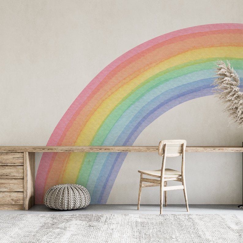 Halber Regenbogen Wandtattoo, großes Regenbogen Wandtattoo, Kinderzimmer Wandtattoo, Regenbogen Tapete, Babyzimmer Wandtattoo, Regenbogen Tapete Bild 4