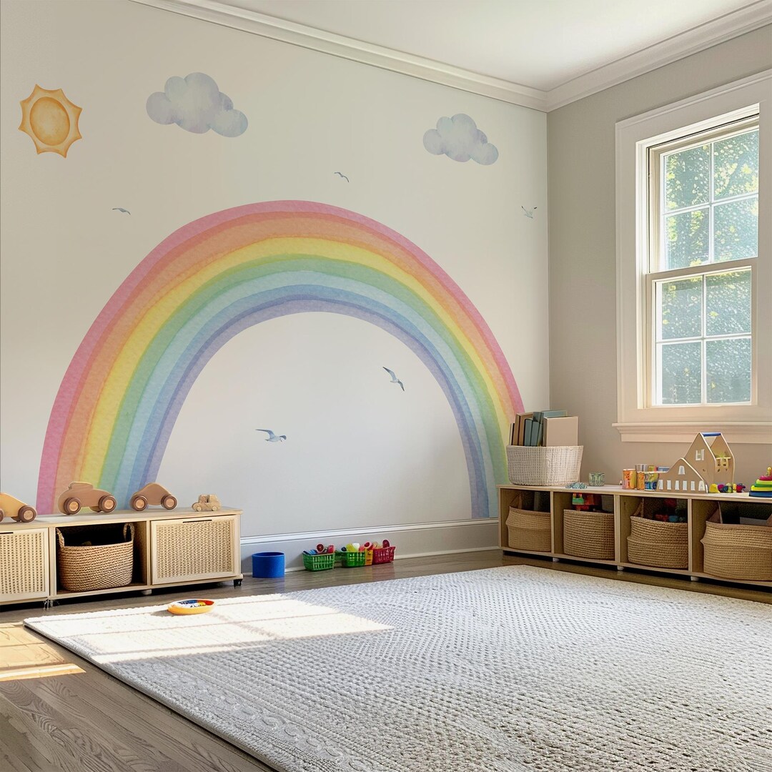 Boho Rainbow Wall Sticker for Kids Room – Pastel Nursery Wall Decal - Etsy