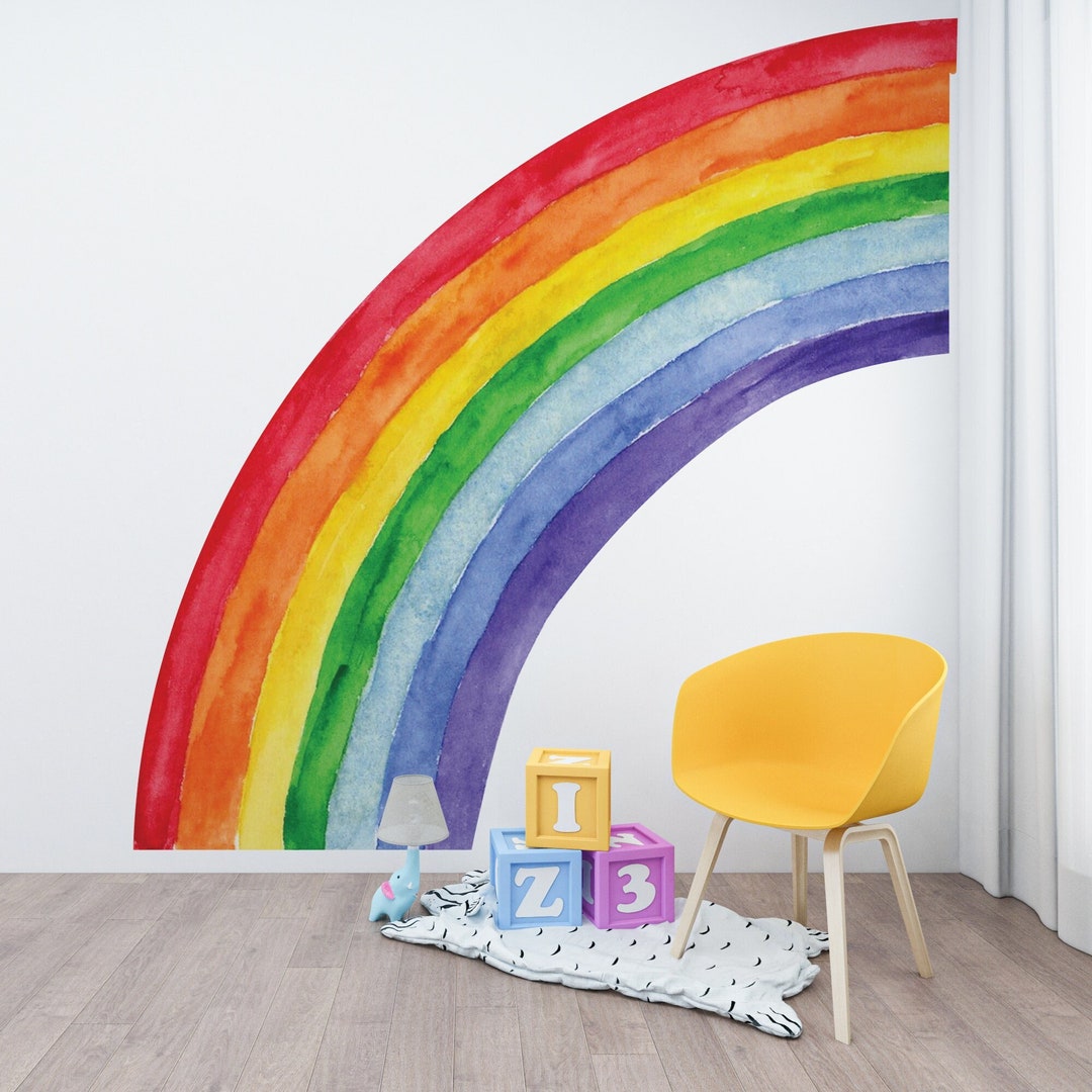 Half Colorful Rainbow Wall Decal Large Wall Decal Large Rainbow Wall 