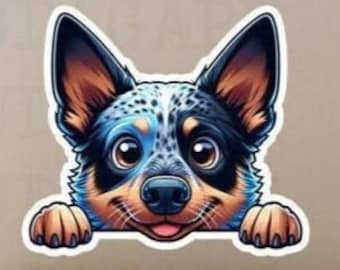 Peeking Blue Heeler Sticker - Water-Resistant Dog Lover Decal Sticker