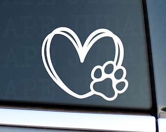 Dog Paw Heart Decal - Vinyl Sticker for Dog Lovers, Car & Window Decor, Pet Enthusiast Gift