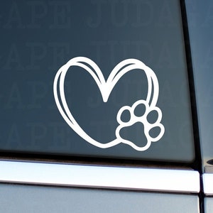 Hundepfote Herz Aufkleber - Vinyl-Aufkleber für Hundeliebhaber, Auto- & Fensterdekor, Geschenk für Tierliebhaber