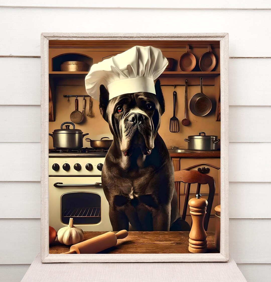Cane Corso Chef Kitchen Print, Retro Dog Lover Wall Art - Etsy