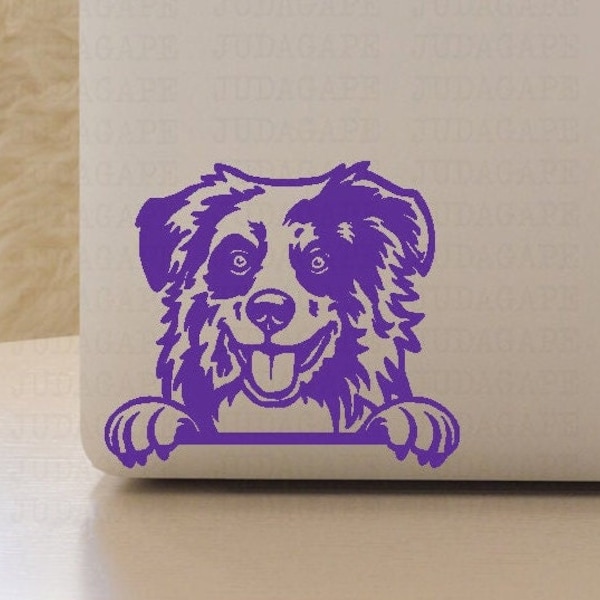 Peeking Australian Shepherd Vinyl Sticker for Dog Lovers, Australian Shepherd Car Decal, Dog Sticker, Dog Mom, Dog Gift