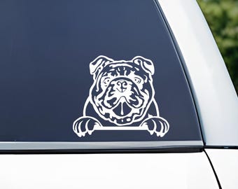 Peeking English Bulldog Vinyl Decal | Dog Lover Gift
