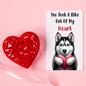 Carte de Saint-Valentin Husky faite main mignonne numérique | Jolie carte de vœux pour les amoureux des chiens | Cadeau unique pour amoureux des chiens