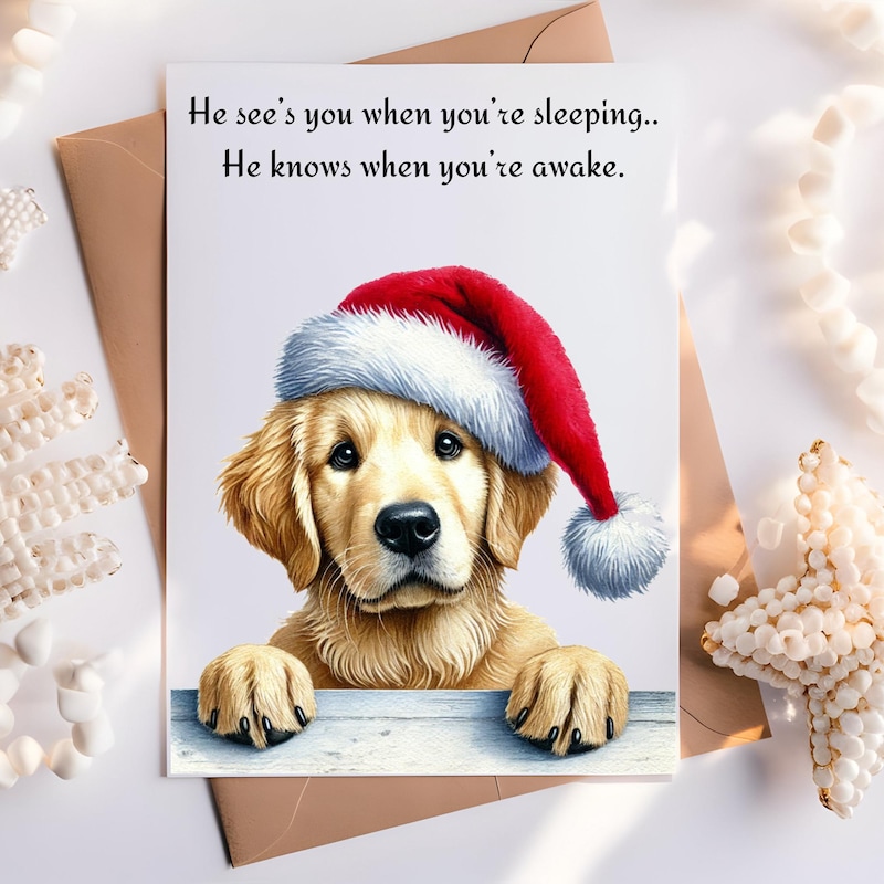 Golden Retriever Christmas Card - Etsy