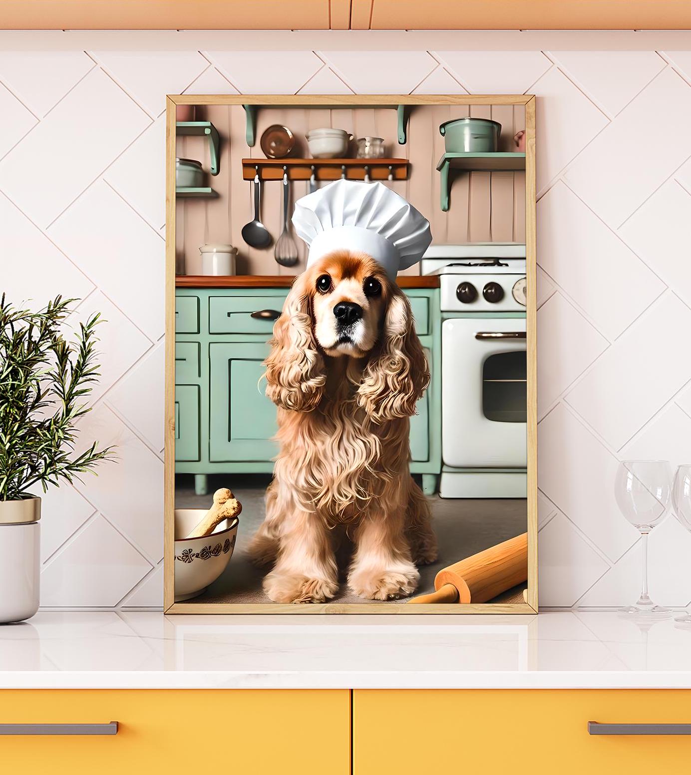 Toile Murale Chien Cocker Noir Et Blanc - 20x30 Cm - Décoration Moderne Chambre, Salon - 4
