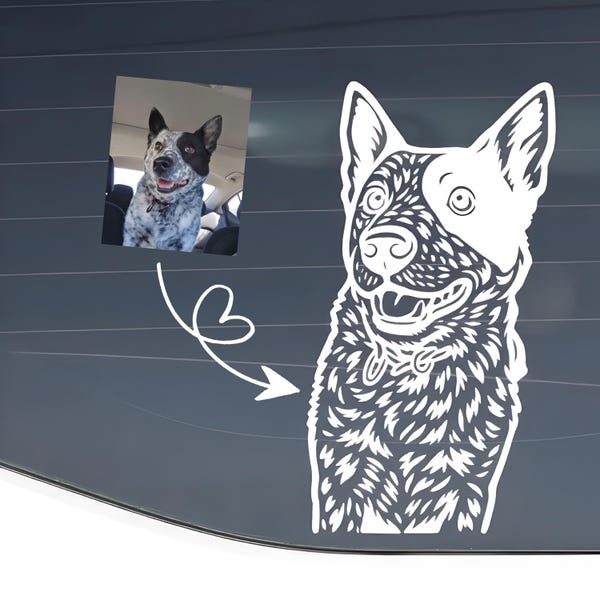 Custom Pet Portrait Vinyl Decal Sticker, Dog Decal, Cat Decal, Pet Lover Gift, Sympathy Gift, Custom Vinyl Decal