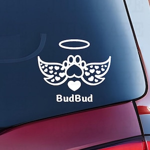 Heart Wings Pet Memorial Decal - Angel Wings Remembrance Vinyl Decal for Pet Urn, Frame, Car, or Wall | Multiple Colors and Multiple Sizes