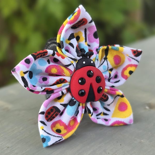Little Lady Bug Dog Collar Flower | Collar Accessories, Dog Collar Flower, Flower for Dog Collar, Collar Flower, Dog Collar