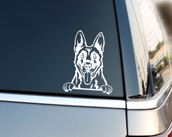 Peeking Belgian Malinois Decal | Dog Vinyl Sticker