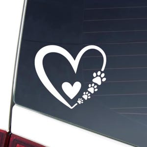 Hundepfote Herz Aufkleber - Vinyl-Aufkleber für Hundeliebhaber, Auto- & Fensterdekor, Geschenk für Tierliebhaber