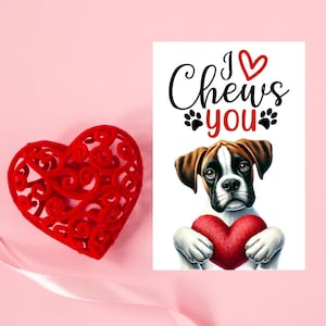 Linda tarjeta de San Valentín digital hecha a mano con un boxeador / Linda tarjeta festiva con arte animal para amantes de los perros / Regalo único para amantes de los perros