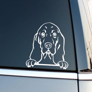 Peeking Basset Hound Vinyl Aufkleber, süßer Hound Dog Aufkleber für Auto, Laptop, Becher, perfektes Geschenk für Hundeliebhaber
