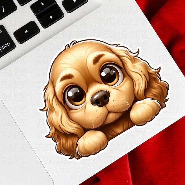 Adorable Cocker Spaniel Dog Peeking Decal Sticker, Ideal for dog lovers looking to decorate bumpers, laptops, tumblers, and notebooks