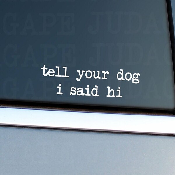 Tell Your Dog I Said Hi Vinyl Decal Sticker, Dog Mom, Dog Lover, Animal Lover, Car Decal, Window Decal, Funny Sticker, Dogs, Pets