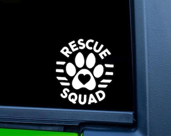Rescue Squad Paw Print Vinyl Decal | Car, Window, Laptop Sticker