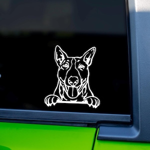 Peeking Bull Terrier Dog Vinyl Sticker | Cute Dog Decal for Pet Lovers | Laptop, Car, and Home Decor | Dog Owner Gift Idea