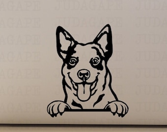 Adorable Cattle Dog Peeking Decal Sticker - Perfect Vinyl Decal for Dog Lovers' Cars and Gifts, Dog Mom Must-Have