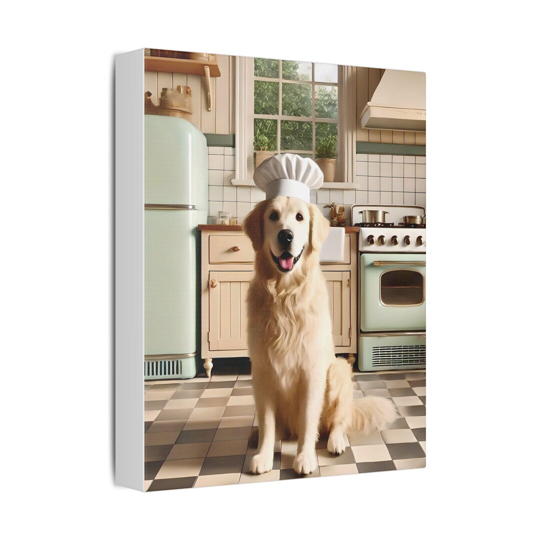 Labrador Chef Vintage Kitchen Canvas Print Retro Wall Art Decor for Dog ...