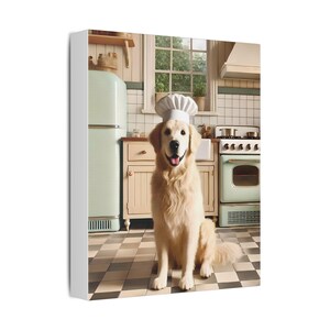 Labrador Chef Vintage Kitchen Canvas Print- Retro Wall Art Decor for Dog Lovers - Unique Home Decor Gift Idea