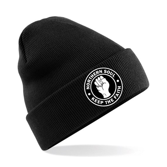 Northern Soul Keep The Faith Casual Mod Mens Embroidered Beanie Hat, Bob Hat