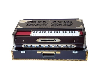 Paul & Co. Harmonium - 4 Reeds and 13 Scale Changer | Dark Mahogany Color | Folding Harmonium | 37 Keys | Teak Wood | Free Shipping