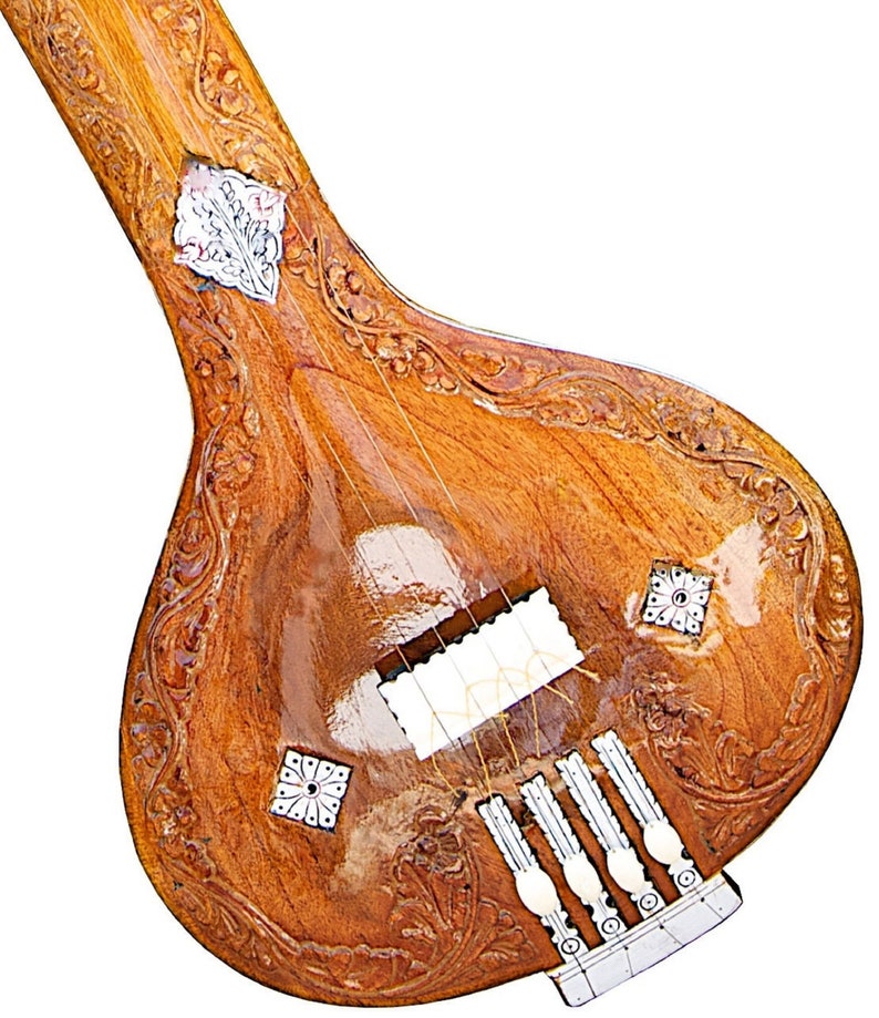 Professional Wood Carving Tanpuri 4 Strings Flat Instrumental Tanpura