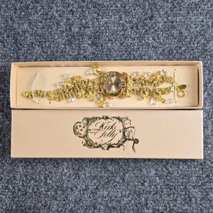 Vintage Kirks Folly Moon Phase Angel Charm Watch-armband in doos afbeelding 6