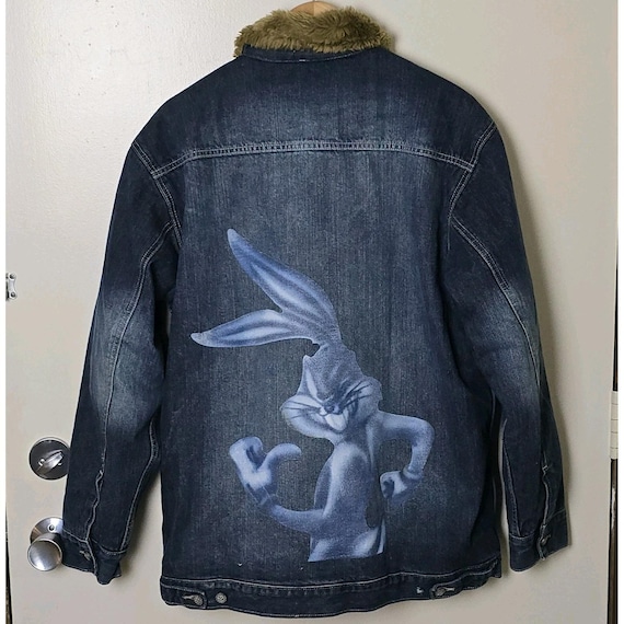 Lot29 Luxe Bugs Bunny Sherpa Lined Denim Jacket Size L Heavy