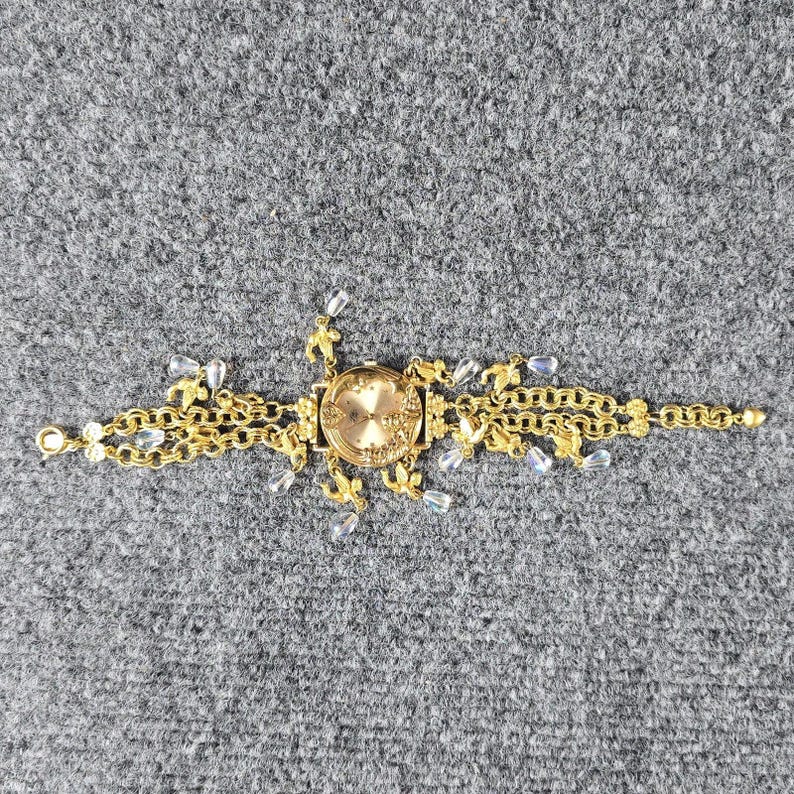 Vintage Kirks Folly Moon Phase Angel Charm Watch-armband in doos afbeelding 4