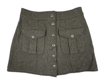 Abercrombie & Fitch wollen minirok dames Y2K jaren 90 grunge knop voorkant medium