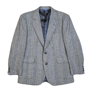 VTG Pendleton kavaj herr 42 mörkgrå tweed ull fiskbensmönster armbågslappar USA