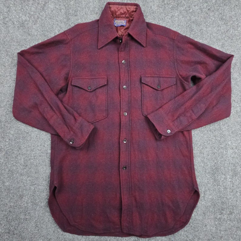 Pendleton Vintage Wool Shirt Mens Medium USA Button Front Lined 60s image 1